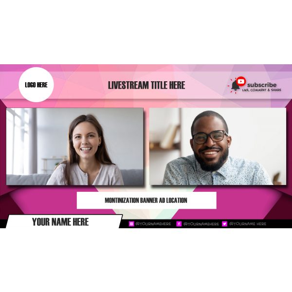 StreamYard Overlay/Template <br>Magenta Burst - Image 2